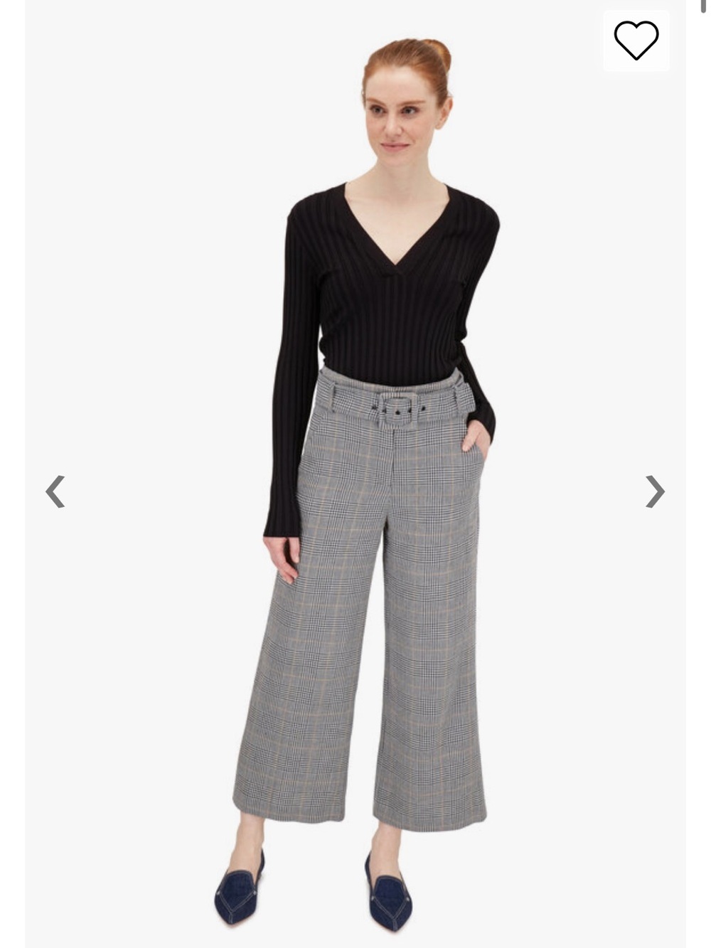 Veronica Beard Dexter Navy Multi Linen & Cotton Belted Pant Size 8